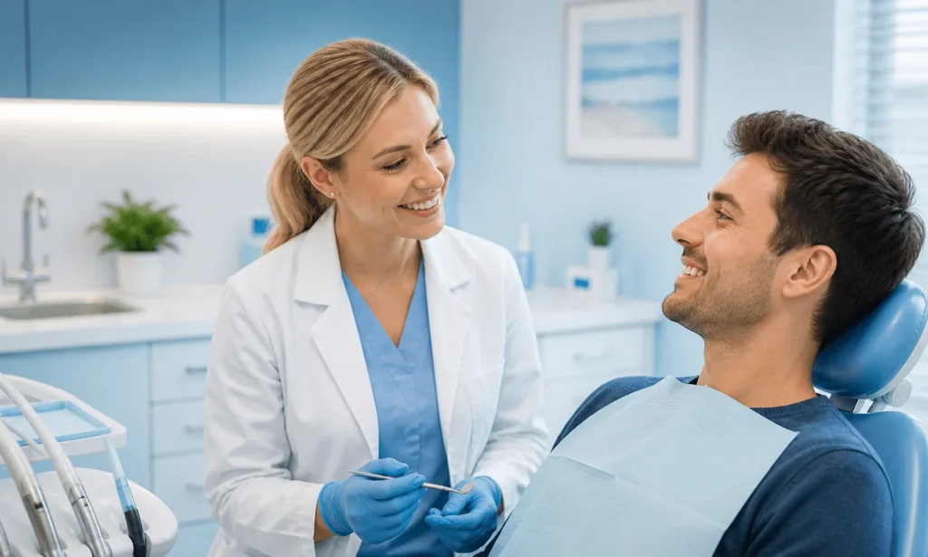 Man using dental insurance therapy