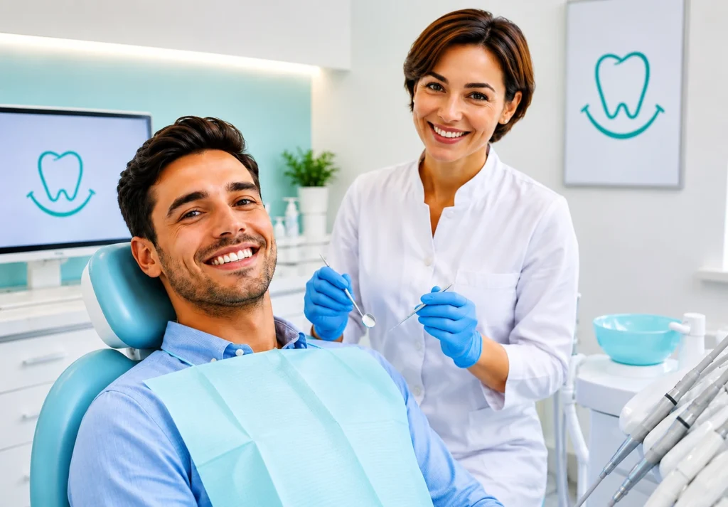 Young man using dental insurance plan therapy