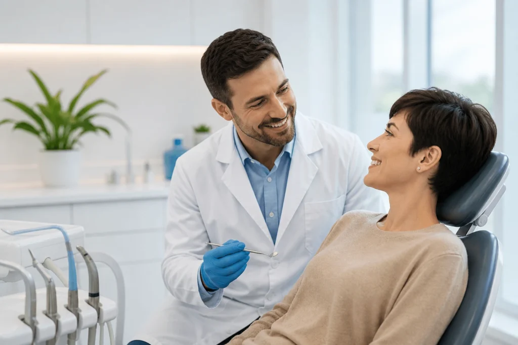 Young woman using dental insurance plans therapy