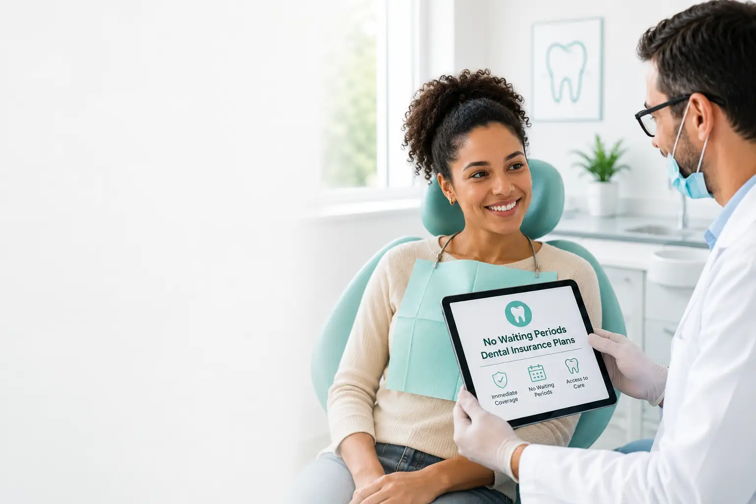Patient discussing dental coverage details with a dentist during a consultation.