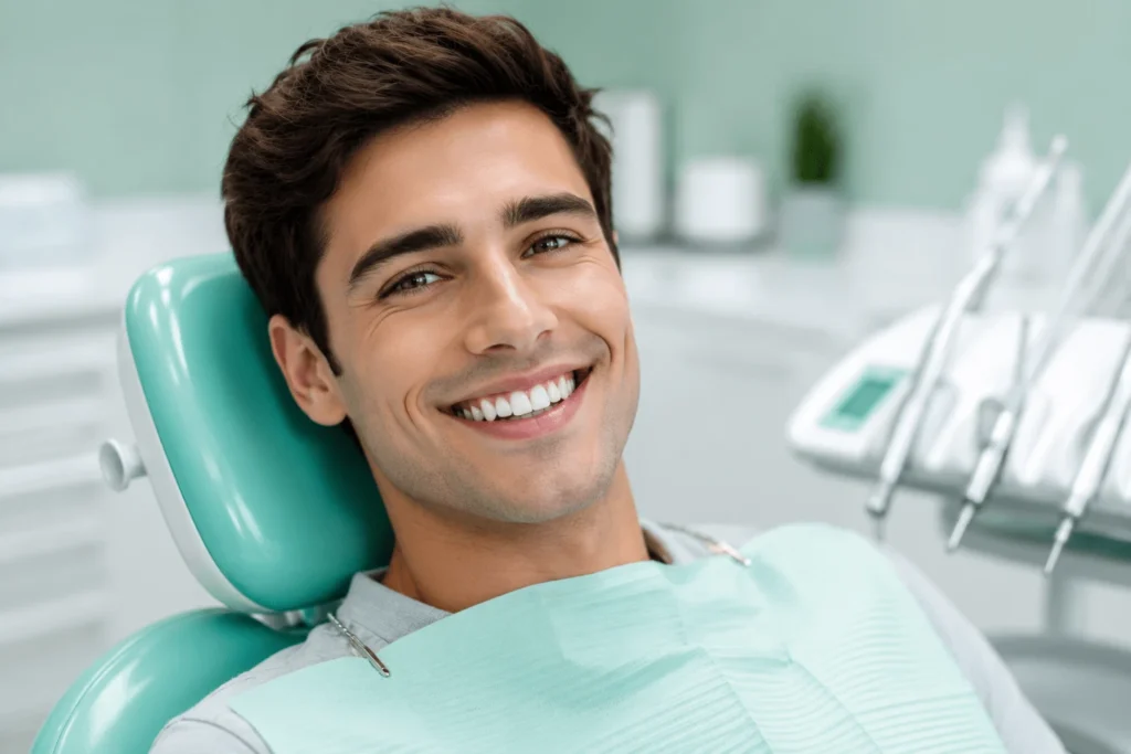 young man having dental insurance therapy