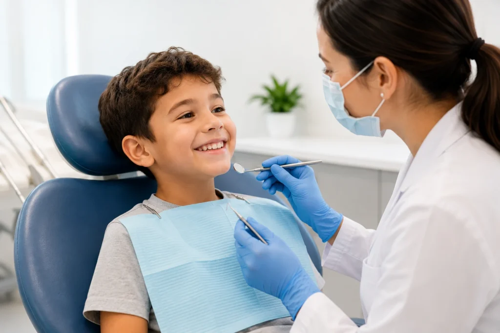 Child smiling after preventive dental checkup